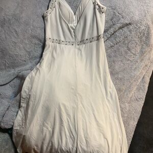 White Embellished Spaghetti Strap Wedding Gown